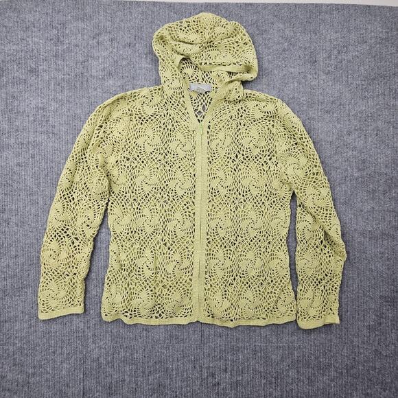 Vintage Modern Soul Hoodie Womens 1X Linen Green Crochet Boho Y2K Preppy Beachy - Picture 1 of 5